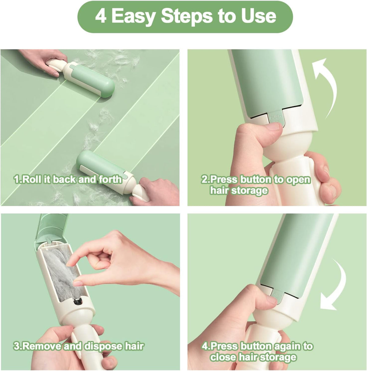 Pet Hair Remover Roller Reusable Dog Cat Fur Remover With Comfy Non-Slip Handle Portable Pet Hair Removal Tool With Self Cleaning Base For Couch Car