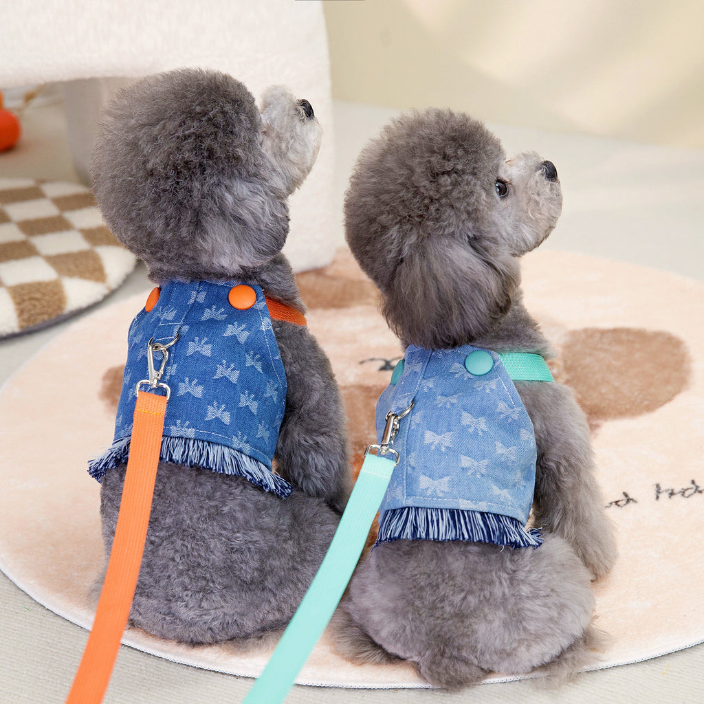 Pet's Chest-back Full Bottom Bow Denim