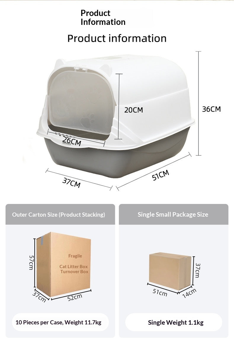 Extra-Large Fully Enclosed Odor-Control Thickened Cat Litter Box