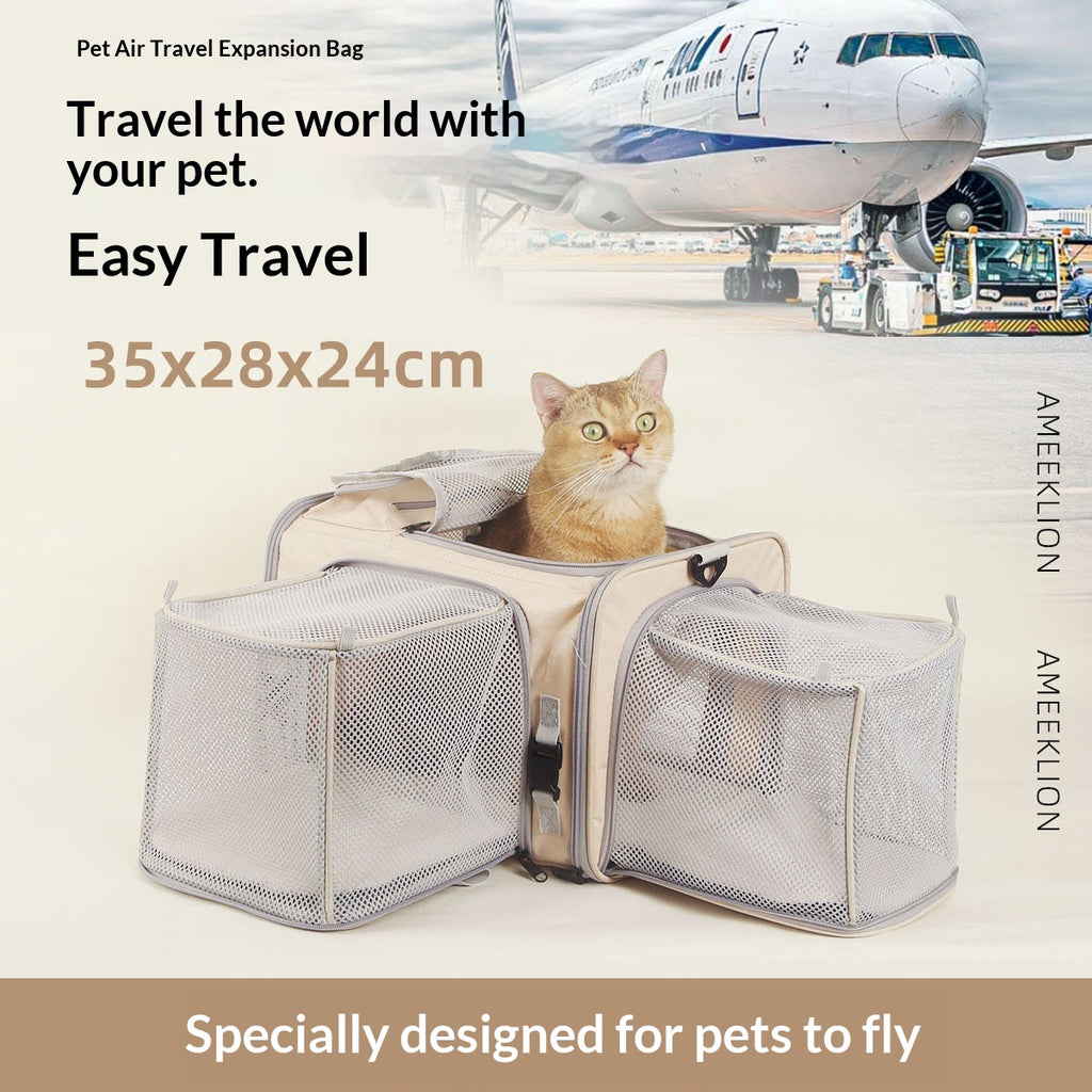 Portable Outdoor Cat Carrier, Summer Breathable Expandable Pet Bag, Lightweight Airline-approved Dog And Cat Travel Bag With Large Capacity