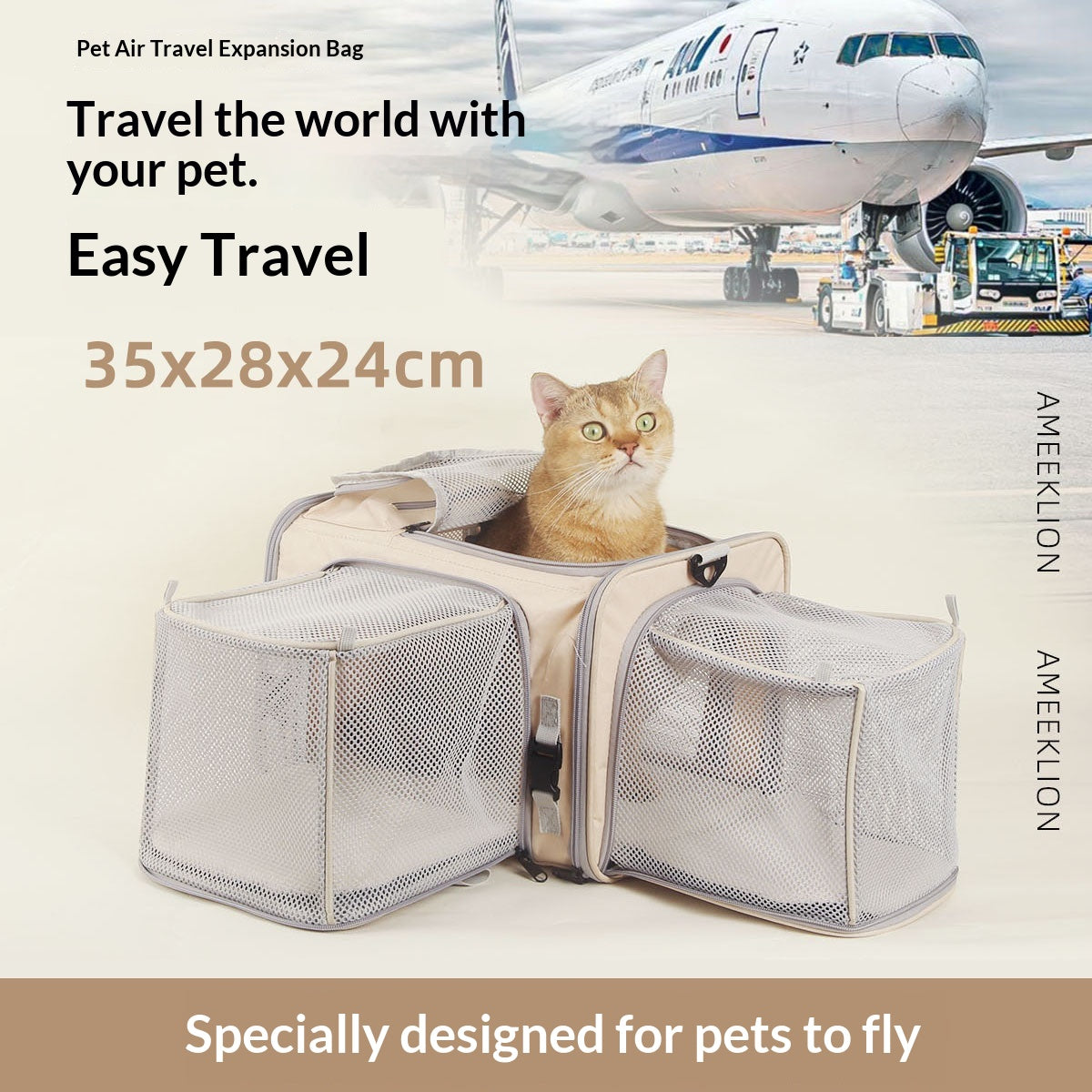 Portable Outdoor Cat Carrier, Summer Breathable Expandable Pet Bag, Lightweight Airline-approved Dog And Cat Travel Bag With Large Capacity