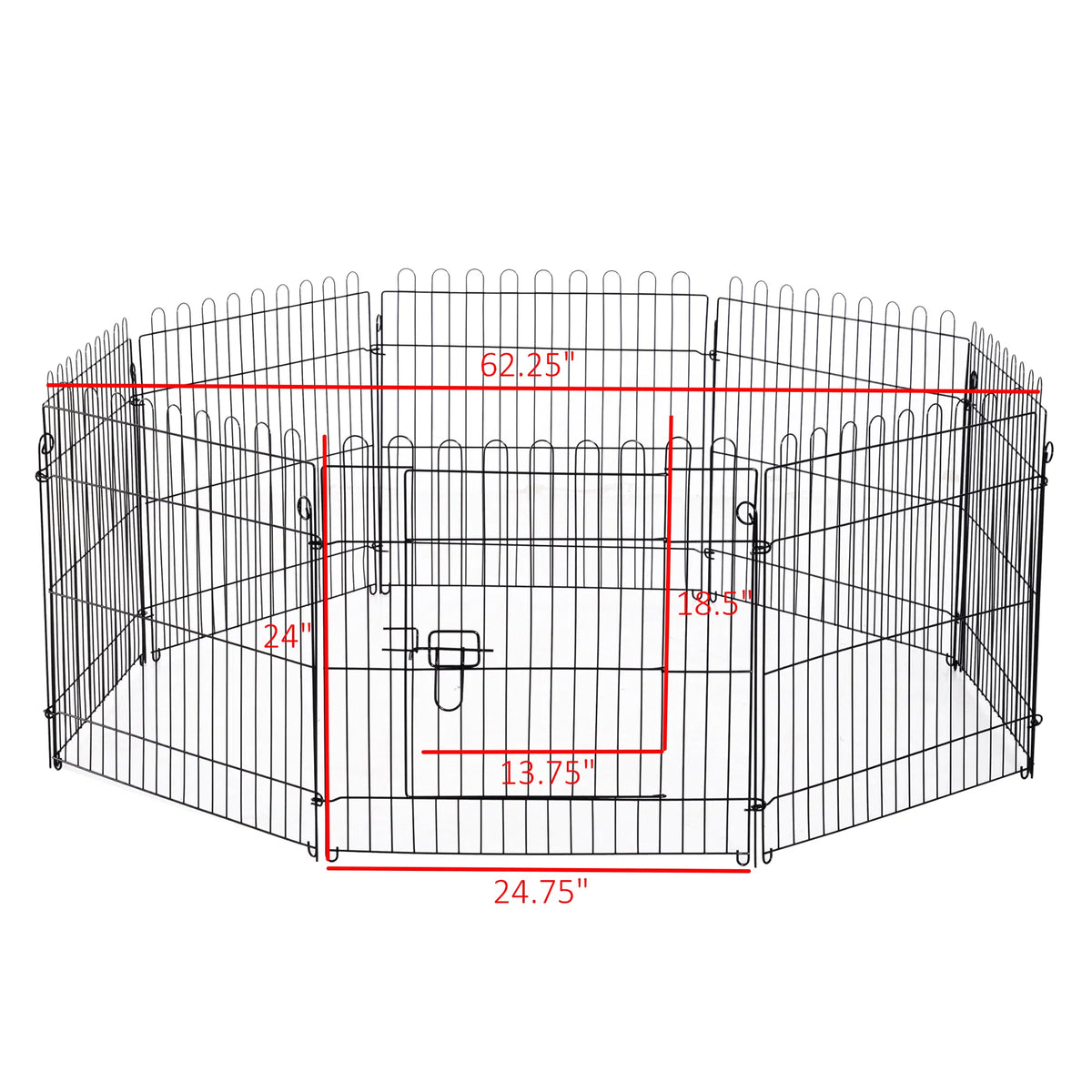 24inch 8-Panel Dog Playpen Octagon Pet Exercise Playpen Crate Foldable Dog Cage Pen Puppy Kennel, Black