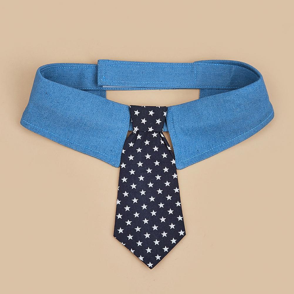 Durable Pet Collar Adjustable Denim Pet Collar With Star Pattern Dog Necktie For Holiday Weddings Formal Events For Dogs