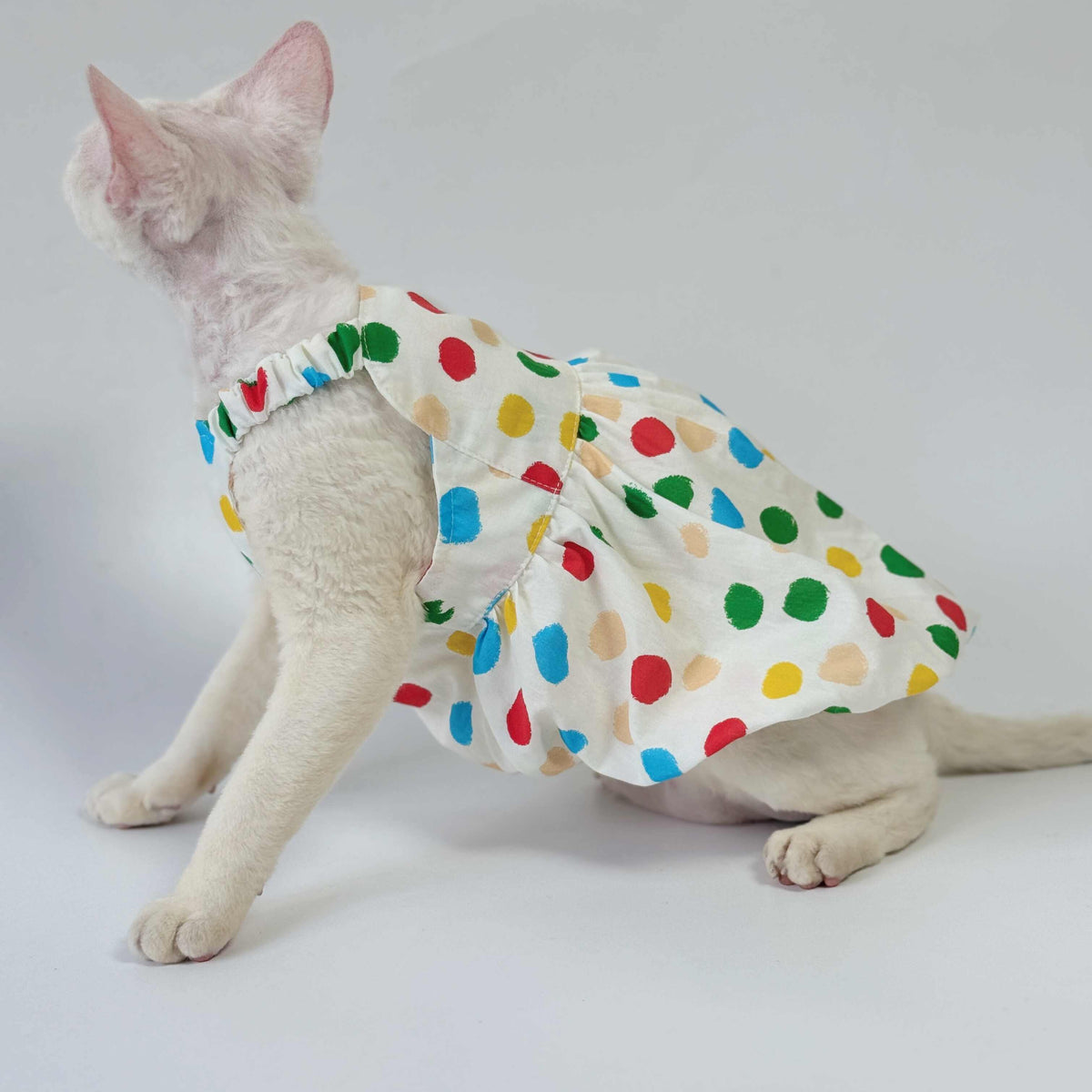 Sphynx Cat Cotton Polka Dot Dress Colorful Summer Clothes For Hairless Cats