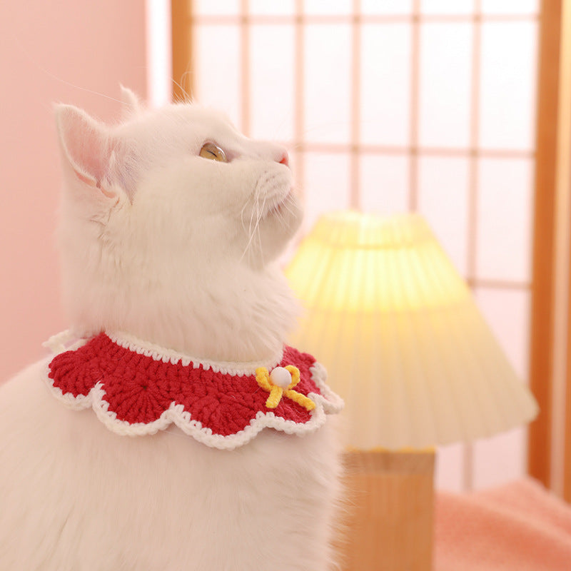 Braided Collar For Pet Cat Cozy Slobber Scarf