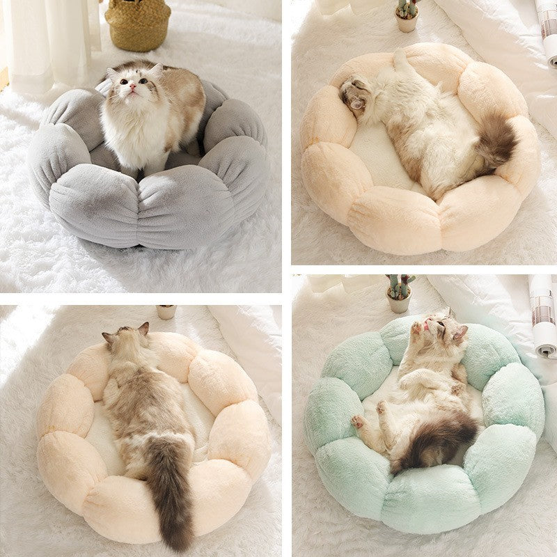 Plush Round Nest Flower Shape Doghouse