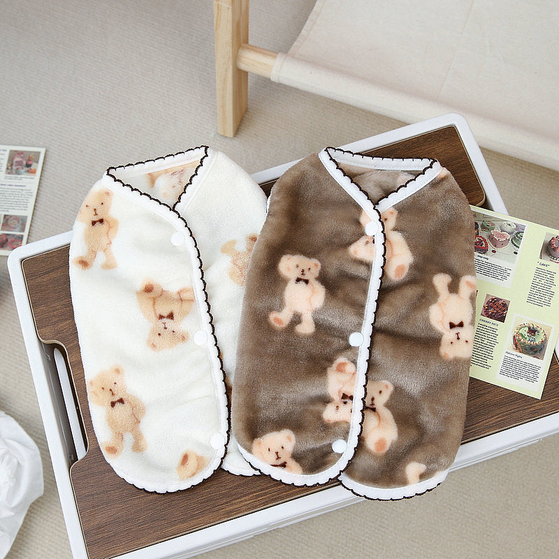 Crescent Bear Warm Fluffy Vest Teddy Cute Pet Dog Clothes