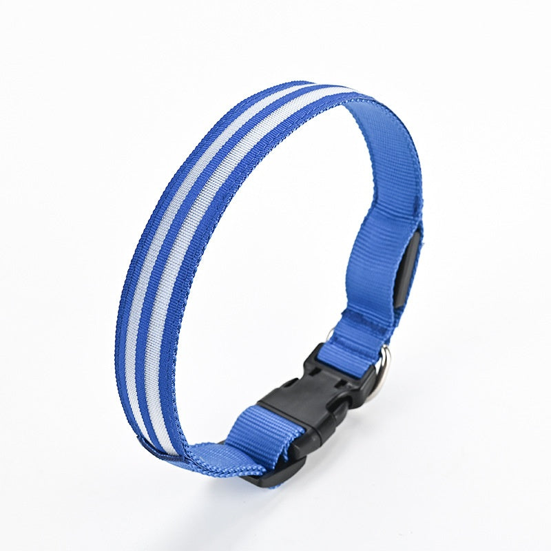 Shiny Dog Collar Double Fiber Pet Night Collar