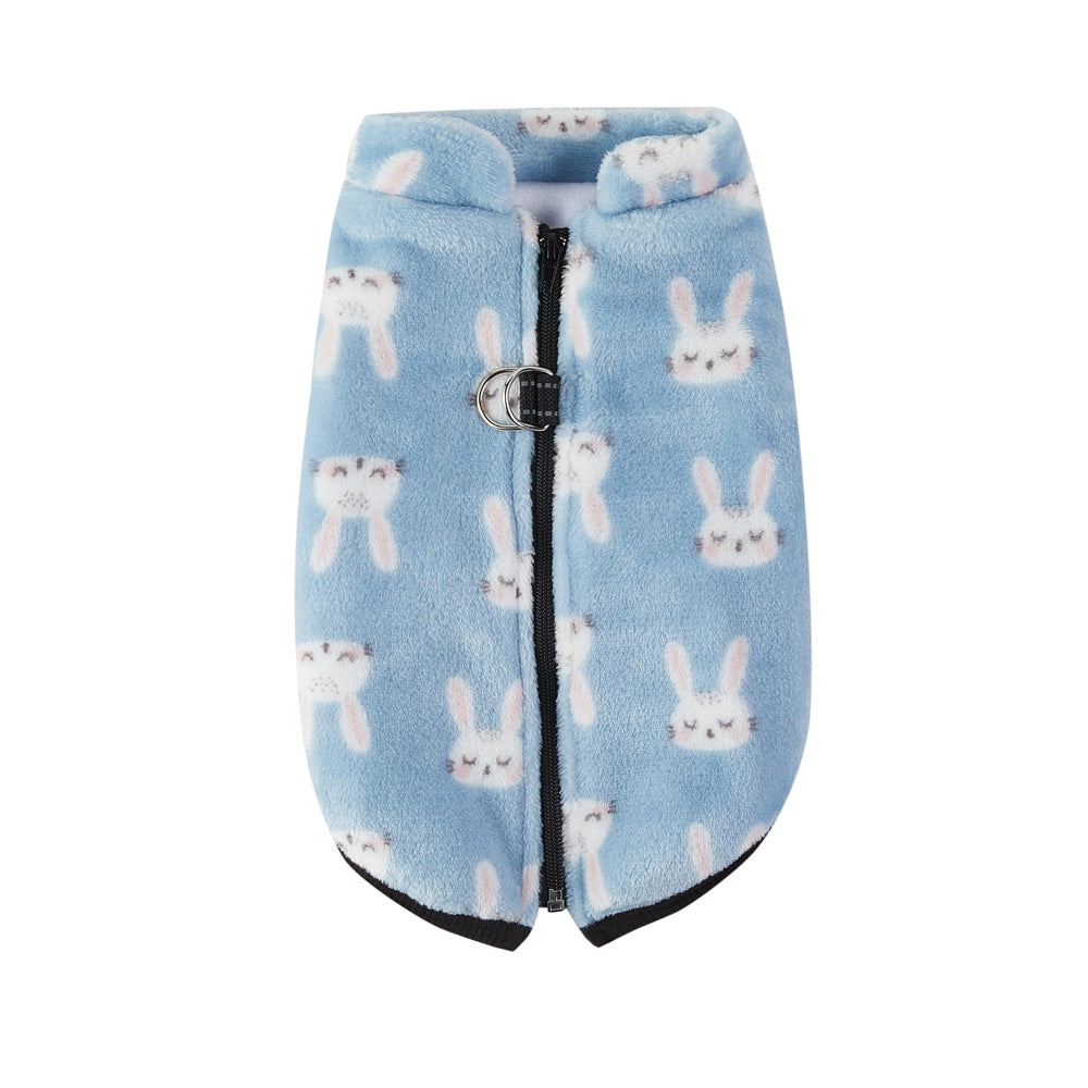 Pet Coat Zipper Flannel Plus Velvet Thickened Vest