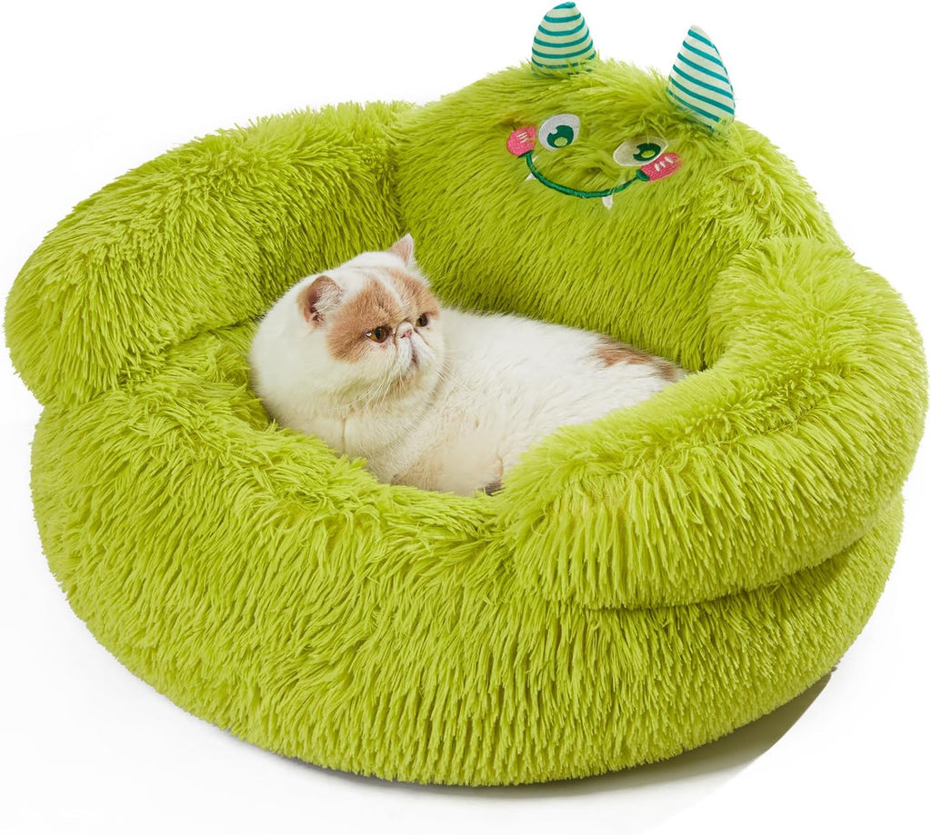 Cute Calming Dog And Cat Bed Indoor High Bolster Donut Dog Beds Comfortable Plush Cuddler Dog Be Size For Small Dogs And Cats Cute Cartoon Soft Bed