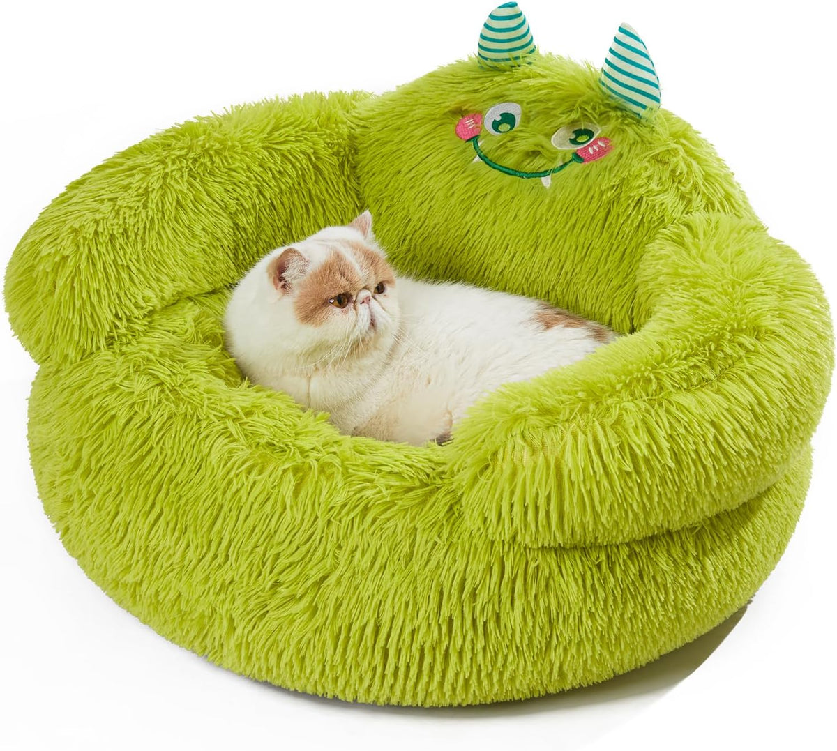 Cute Calming Dog And Cat Bed Indoor High Bolster Donut Dog Beds Comfortable Plush Cuddler Dog Be Size For Small Dogs And Cats Cute Cartoon Soft Bed