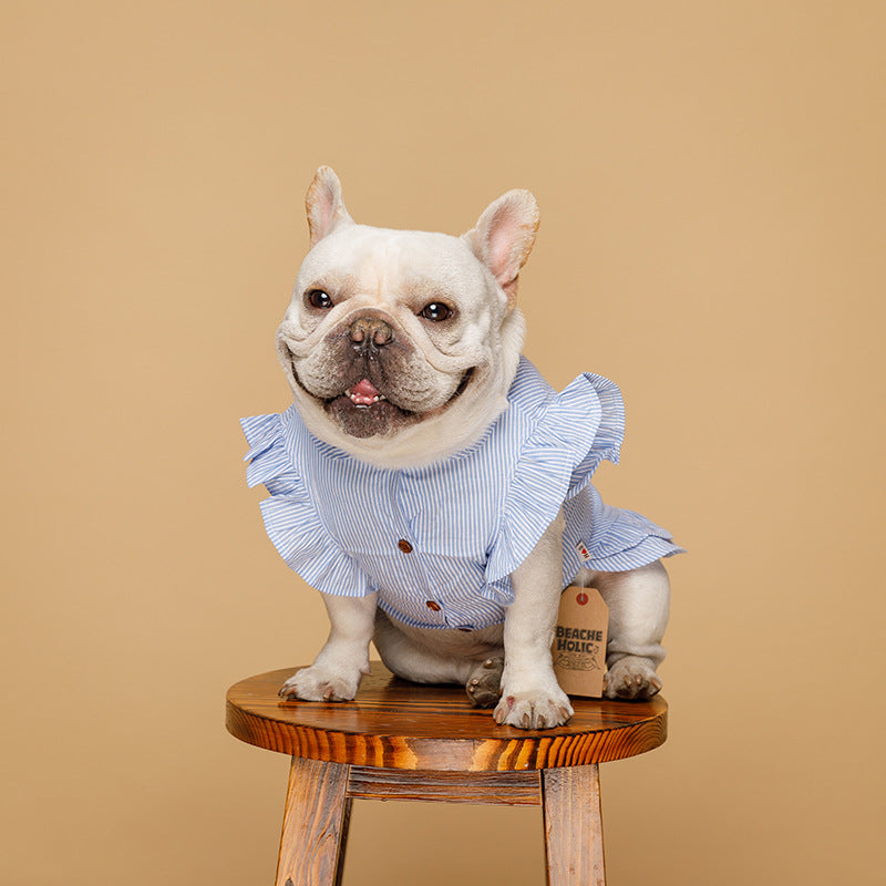 Pet clothes fashion striped embroidery