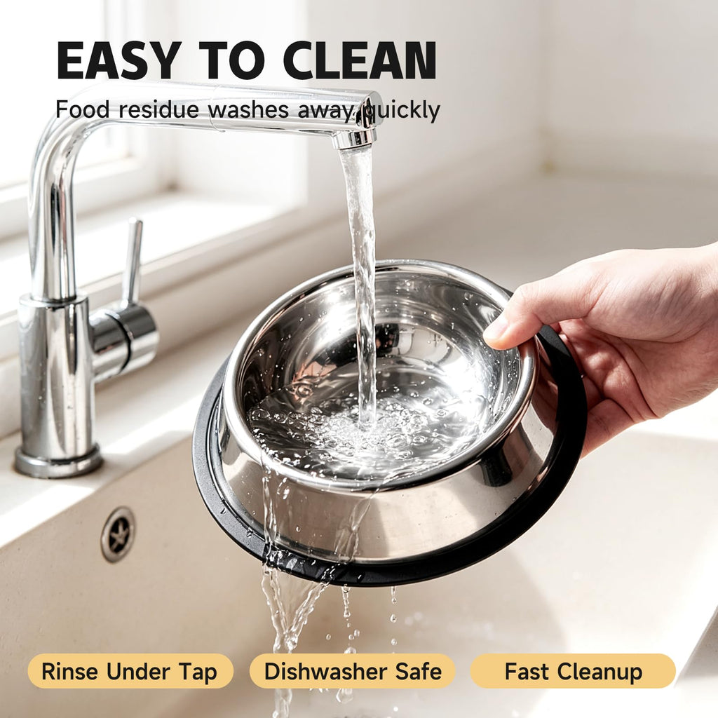 Stainless Steel Food Water Shallow Whisker Friendly Cat Pet Bowl Metal Dish,Removable Base,2-pack Set,12 FL OZ 350 Ml,Easily Clean,Dishwasher Safe,for