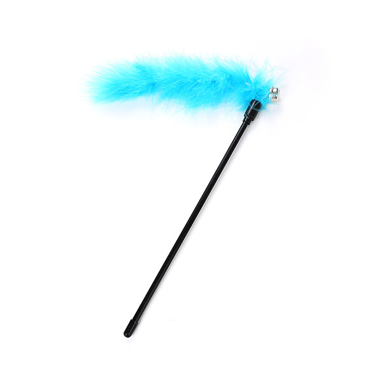 Turkey feather bell funny cat stick