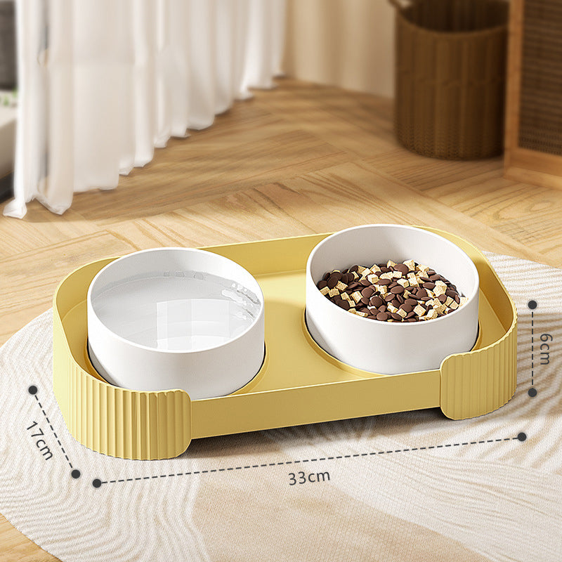 Ceramic Elevated Cat Bowls For Indoor Cats 15 Tilted Stand Anti Vomiting Raised Cat Food And Water Bowls Set Raised Cat Bowls With Non Slip Cat Bowl