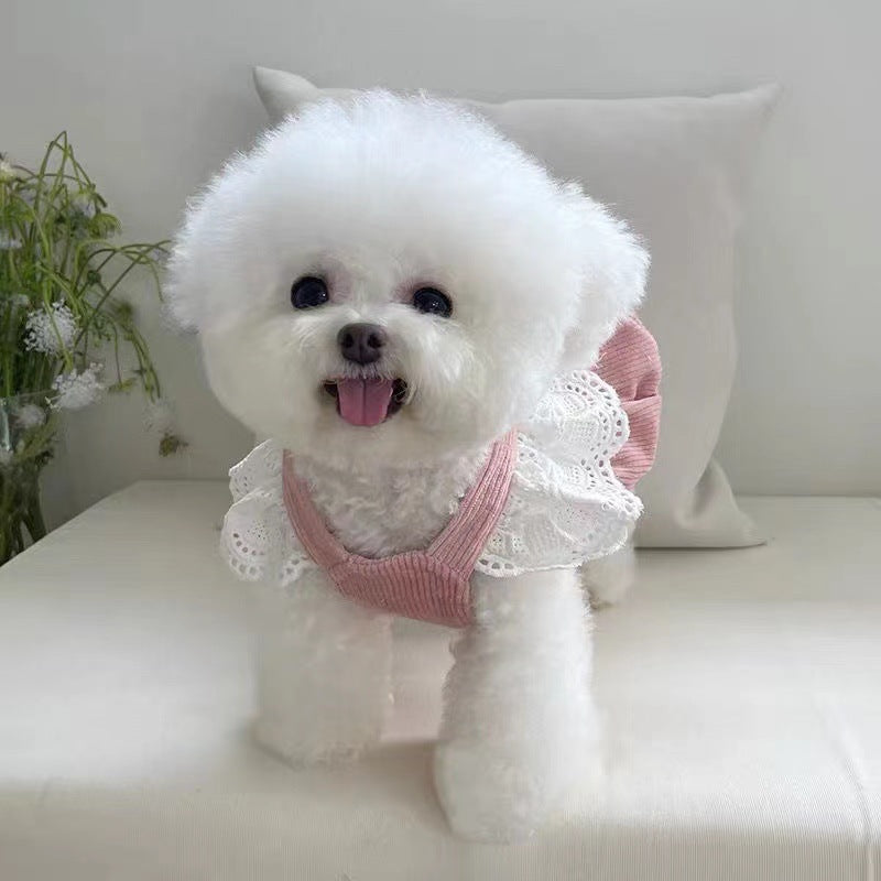 Pet Clothes Corduroy Pumpkin Skirt Traction Buckle