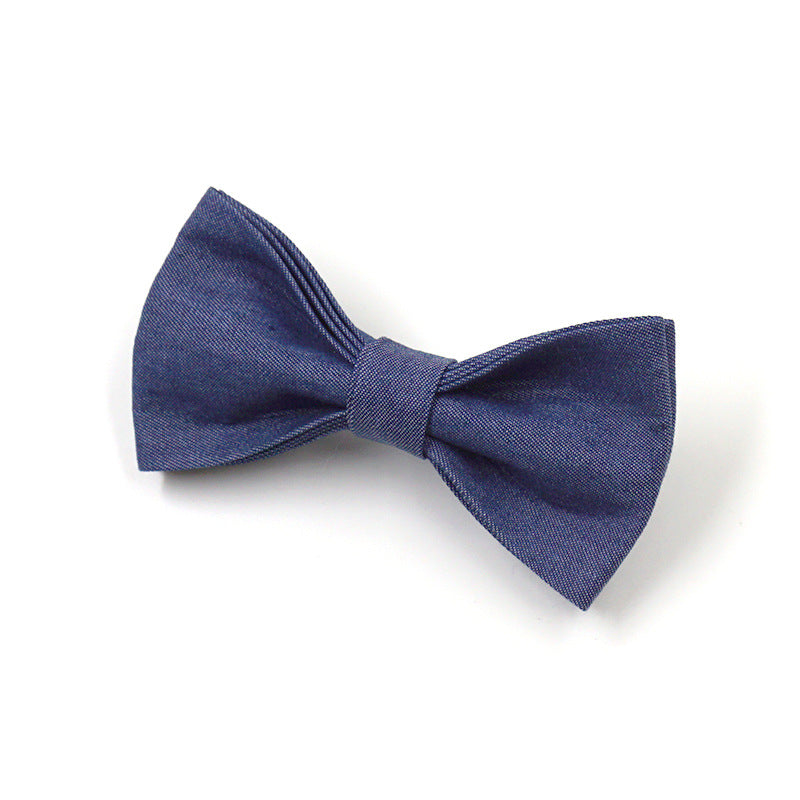 Lettering Deep Denim Gold Buckle Pet Collar Leash Bow Tie Suit