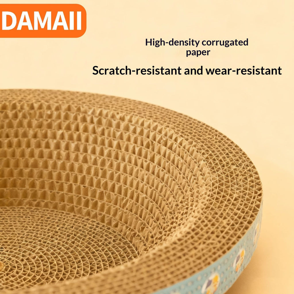 Extra Large Round Wear-Resistant Corrugated Cardboard Cat Scratcher Bowl & Low-Shedding Sofa Protector.