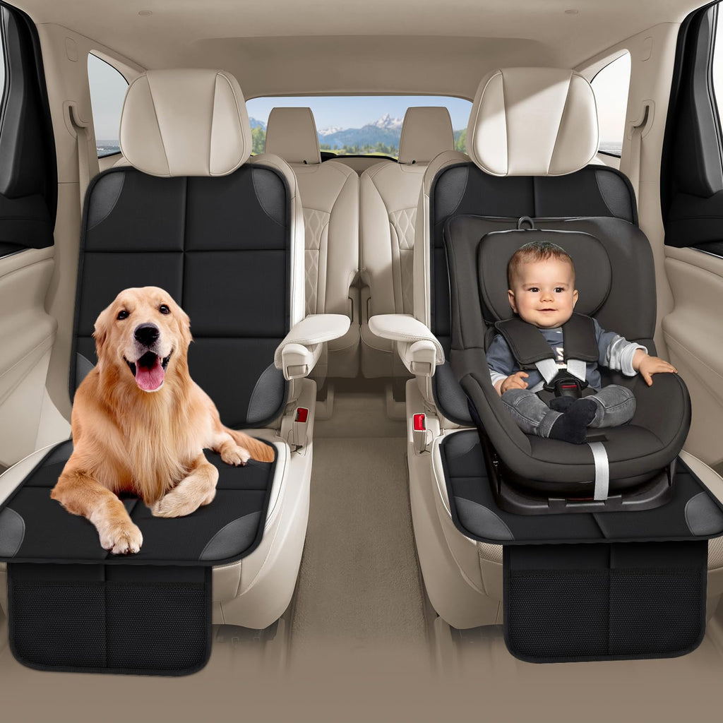 Car Seat Protector 2 Mesh Pocket Waterproof Car Seat Covers, Universal Size, Baby, Pet, Children's Car Seat Protector, Anti Slip Bottom 1 Piece