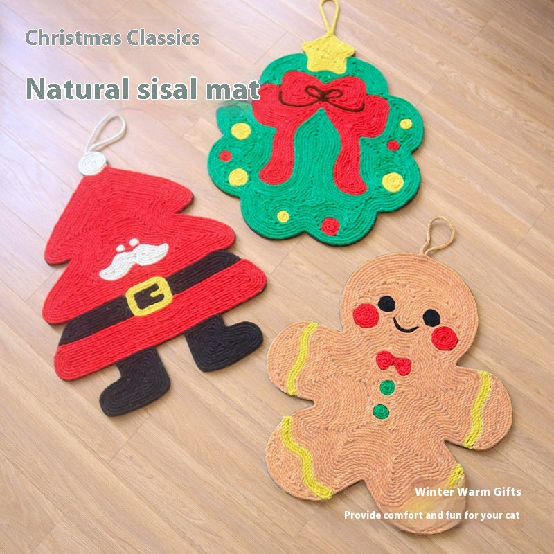 Christmas Sisal Mat Cat Scratch Board No Dandruff Wear-resistant