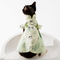Sphynx Cat Summer Dress With Buckle For Leash Pandas Bamboo Pattern