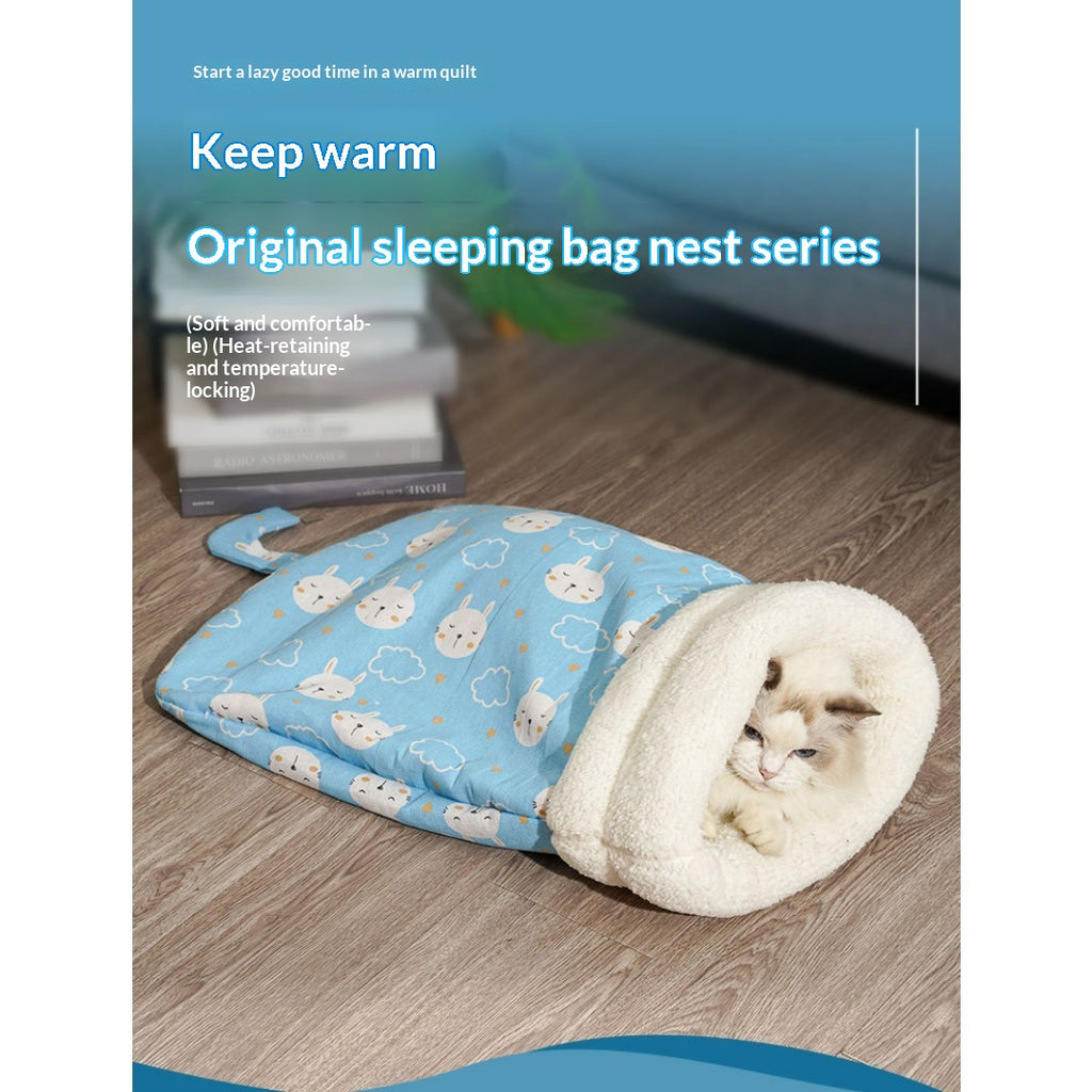 Thickened Cute Cartoon Enclosed Cat Sleeping Bag For Autumn Winter