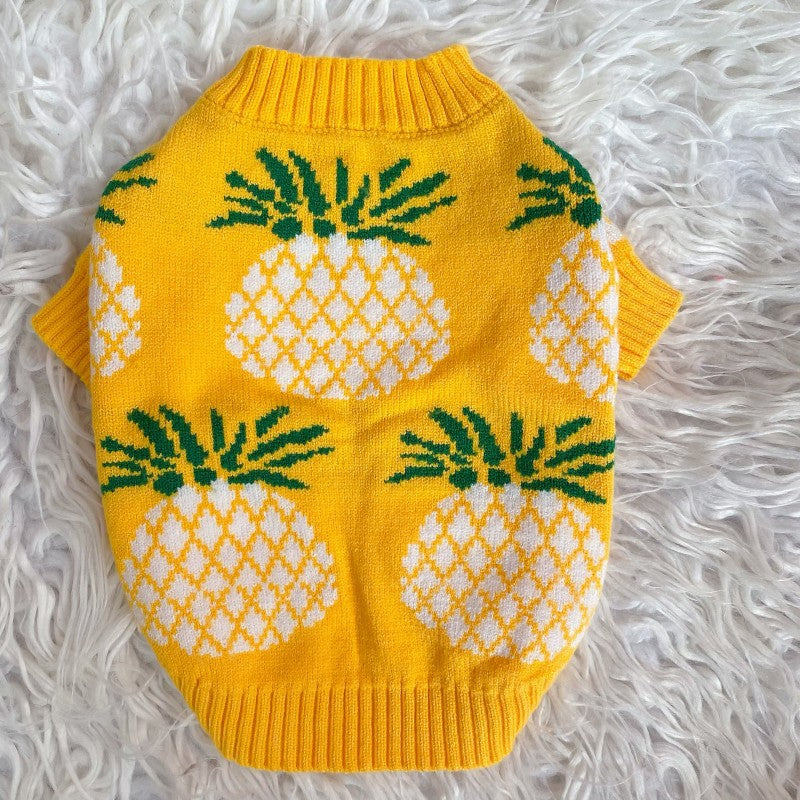Cute Pineapple Print Jarre Aero Bull Autumn And Winter Christmas Pet Clothes