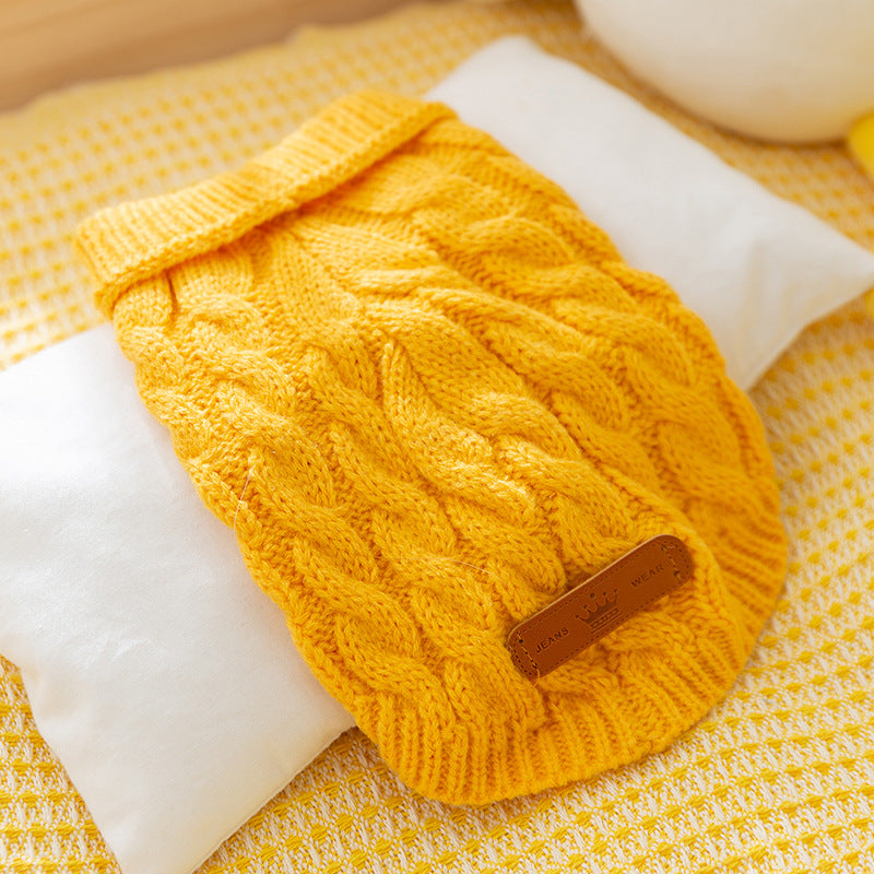Dog Clothes Autumn And Winter Simple Twisted Knitted Sweater