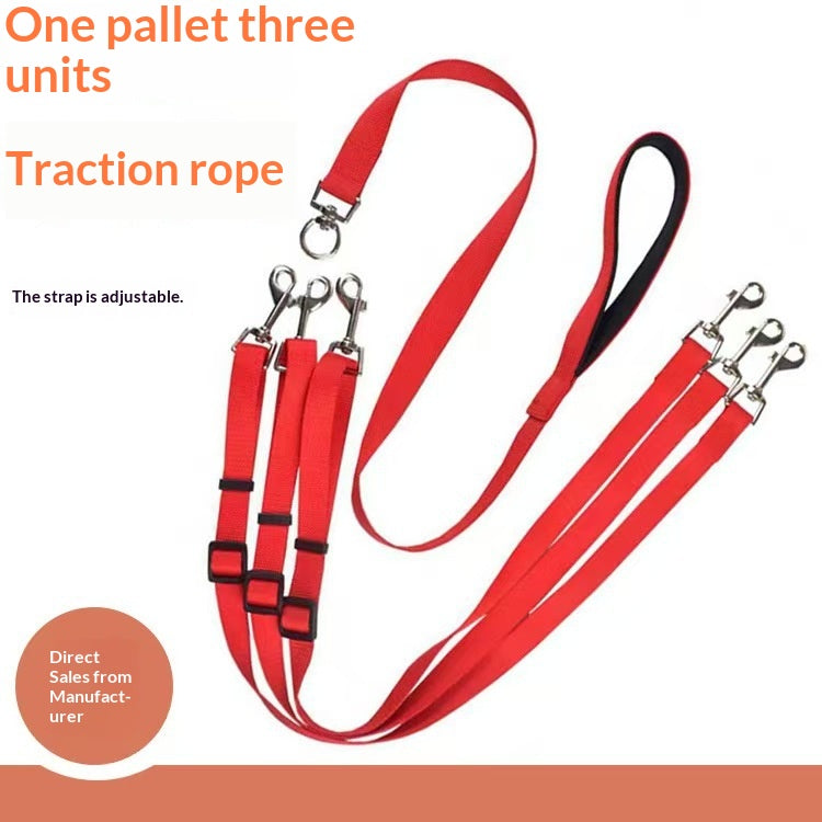 Three-Dog Leash Pet Garden Traction One-Leash-Three-Pets Chain Strap P-Rope