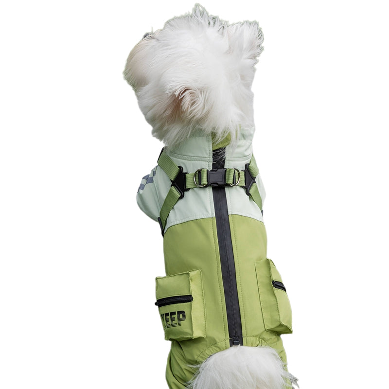 Autumn And Winter Dog, Small And Medium-sized Dog Teddy Outdoor Windproof, Waterproof, Three-proof Raincoat, Four-legged Cotton Coat, Pet Clothing