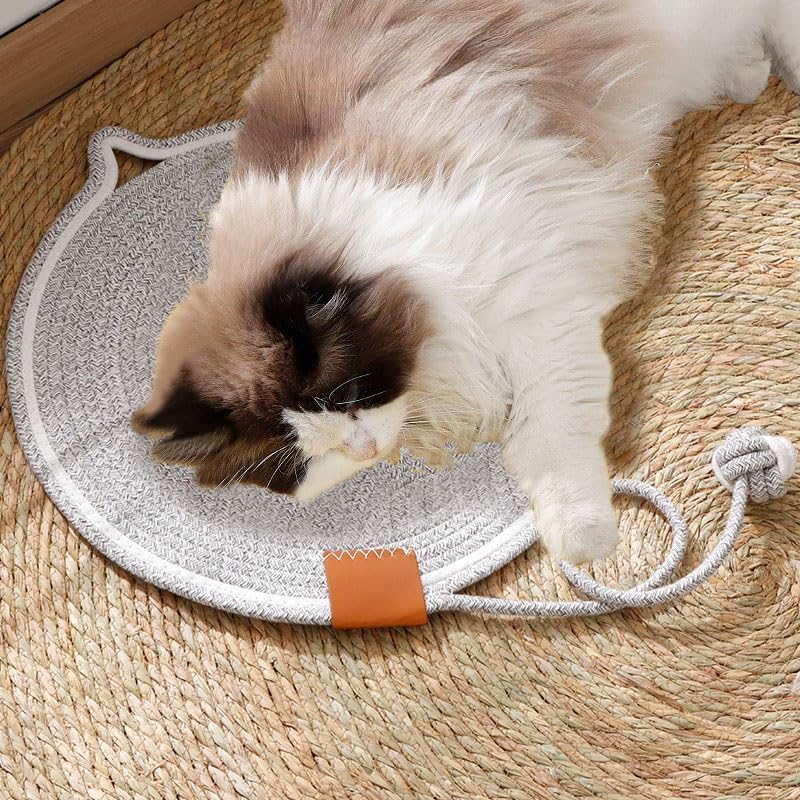 Cat Scratcher Mat Natural Cotton Rope Cat Scratch Pad Round Horizontal Floor Cat Scratching Pads For Indoor Cats Cat Furniture Protector For Wall