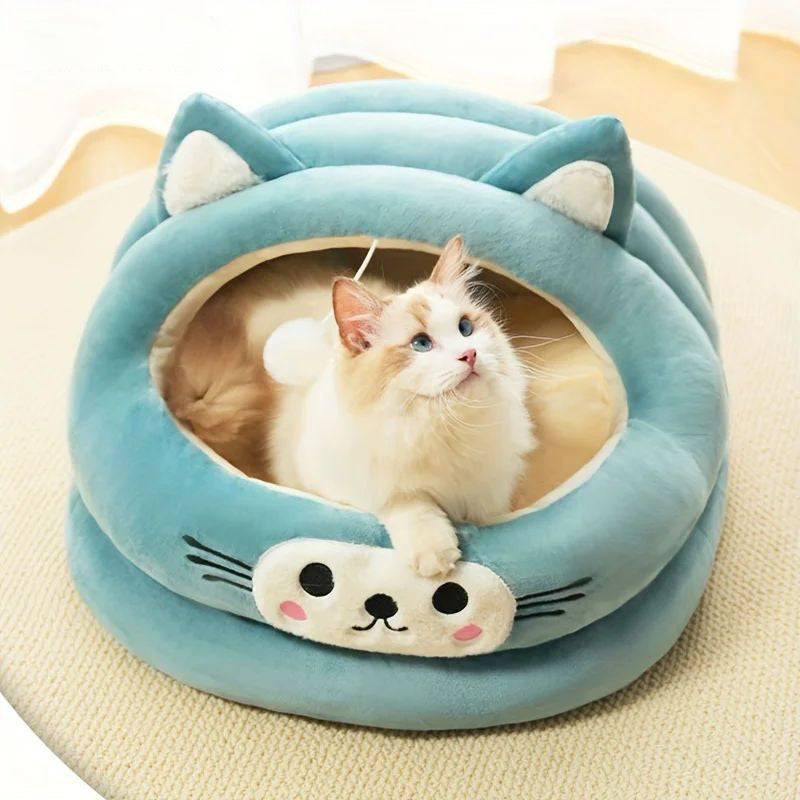 Cat Bed Semi-Enclosed Thickened Cat Ear Pet Nest Warm Pet Supplies For Autumn And Winter Universal Nest For All Seasons