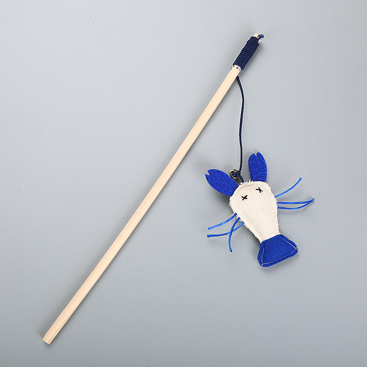 Wooden pole feather pet toy