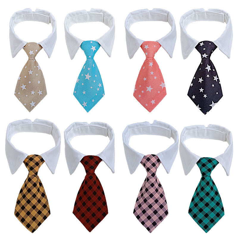 Pet Striped Tie Dog Teddy Bow Tie Scarf Blouse Collar