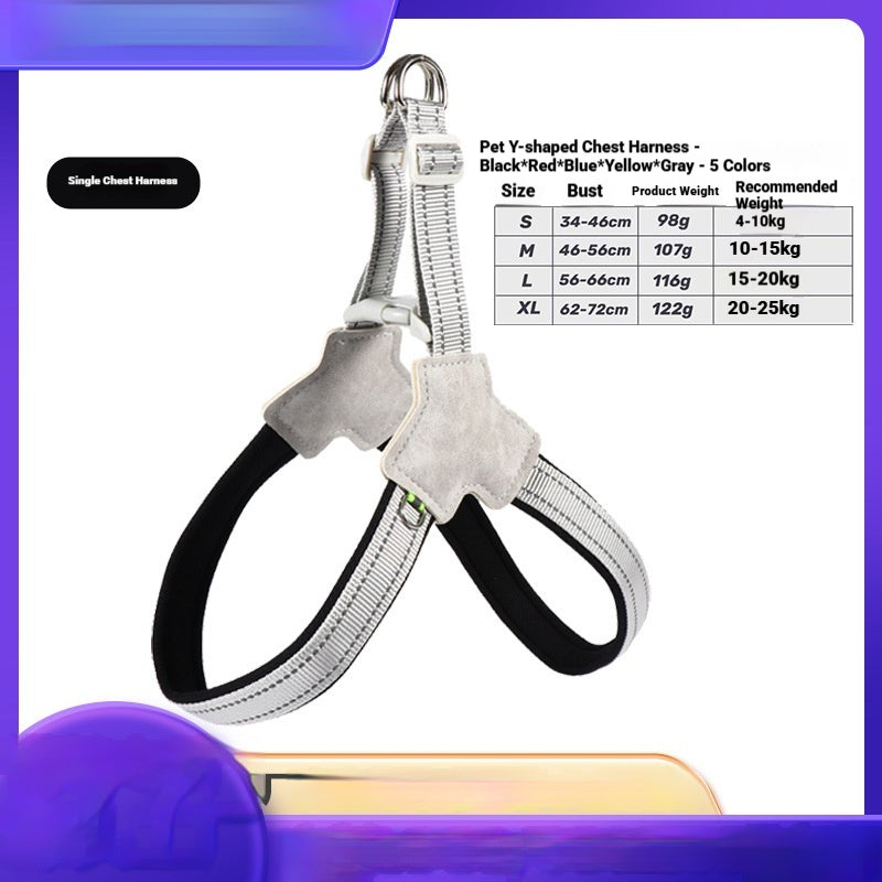 Dog Leash Wholesale New Vest-Style Harness Breathable Y-Shaped Reflective Thickened Outdoor Dog Walking Leash