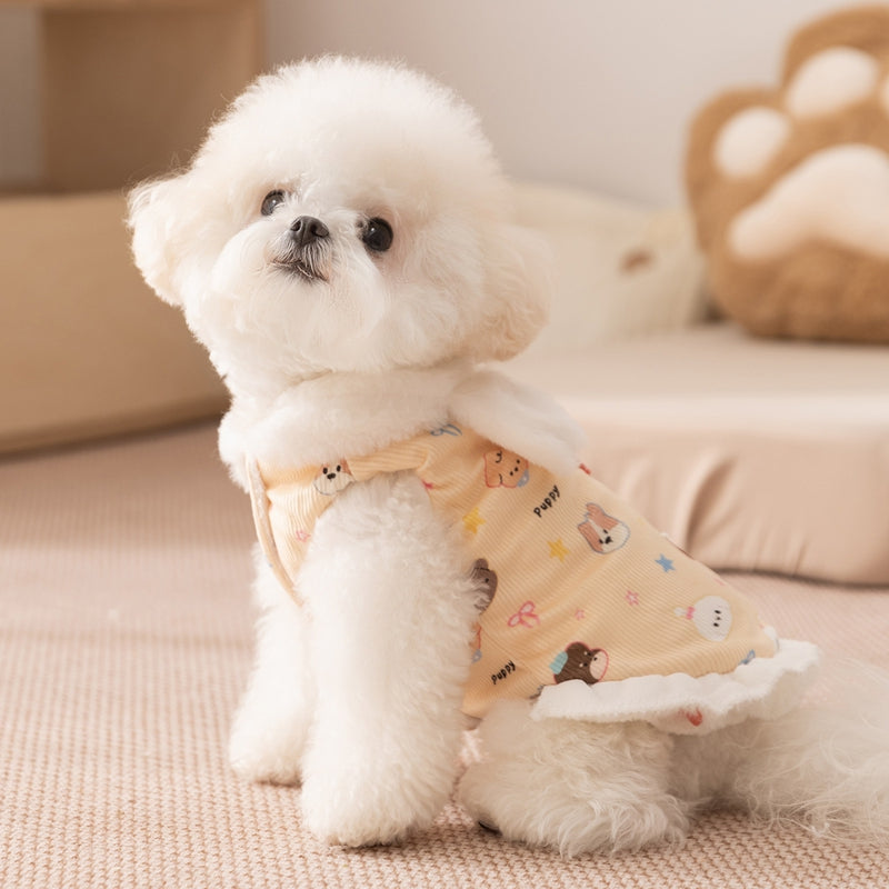Winter Fleece Teddy Dress Cute 3D Ears - Pet Cotton Coat Puppy Winter Warmth Hooded Clothes Pet Supplies