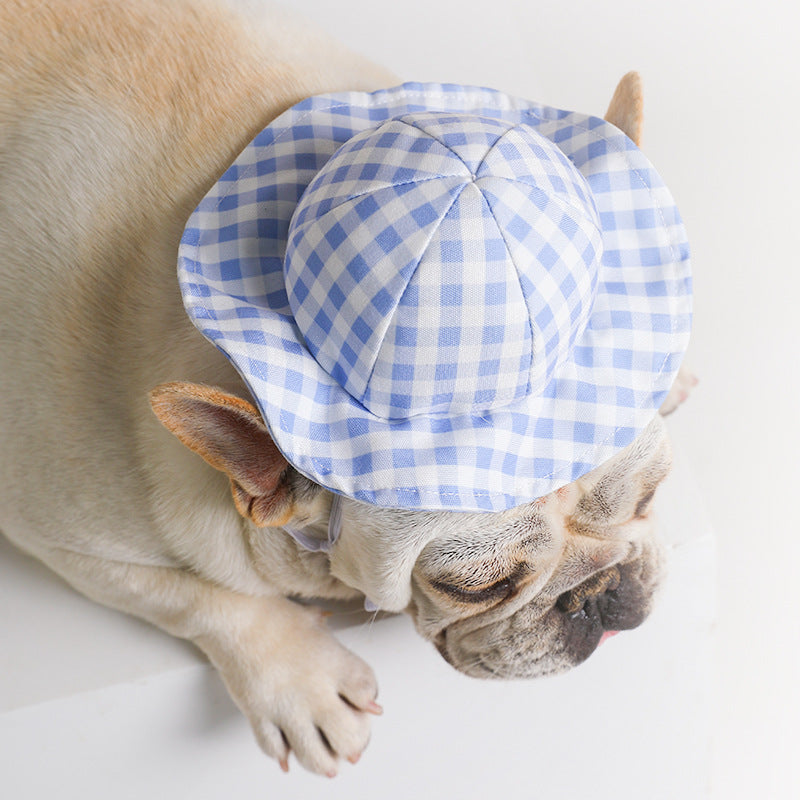 Pet Cute Fashion Plaid Sun Hat