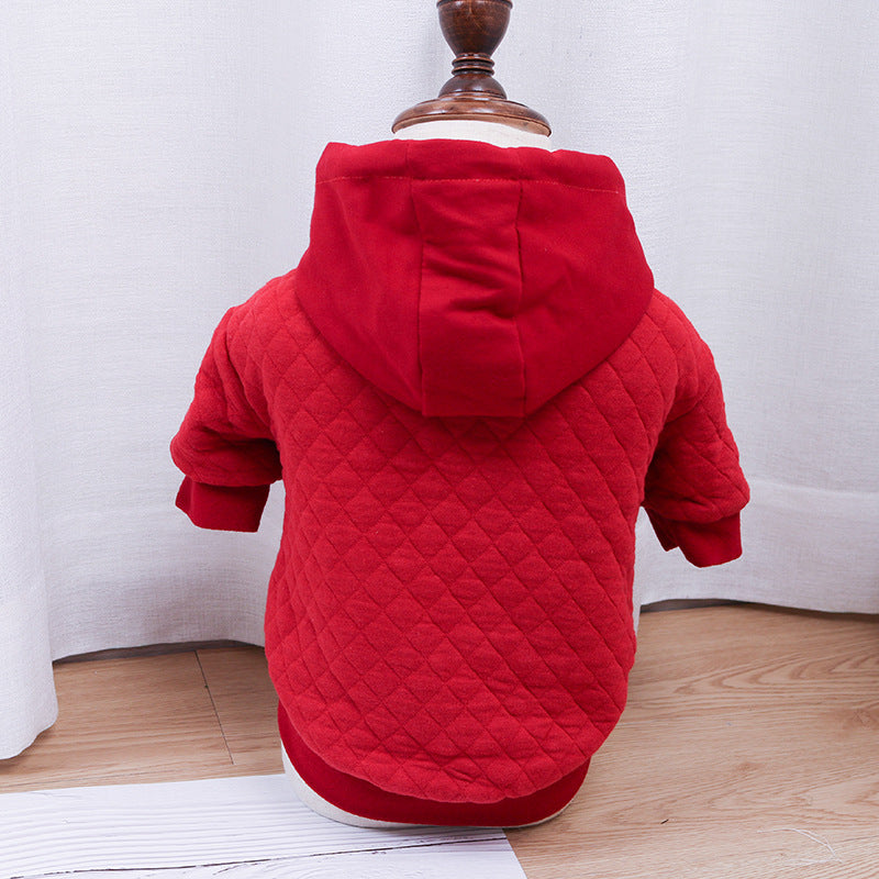 Law Fighting Clothes Pet Winter Double Padded Hoodie Button Cardigan Pug Fat Dog
