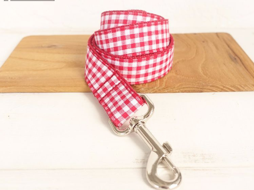 Red Plaid Polyester Pet Collar Set