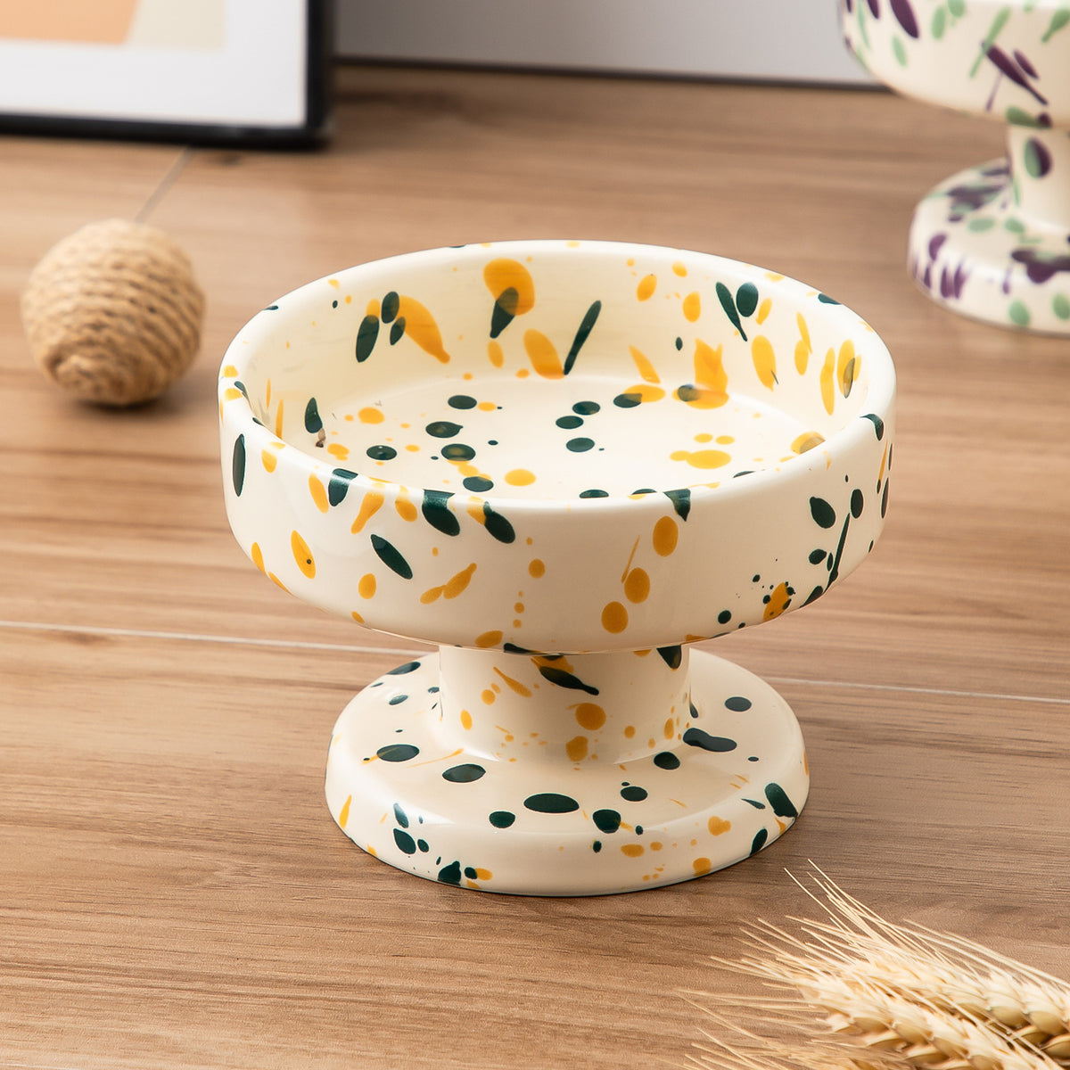 Ink-splashed Bubble Pet Bowl And Stem Glass