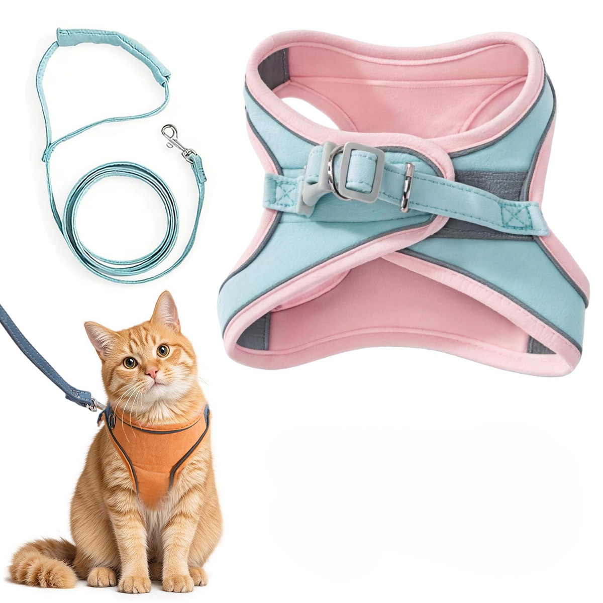 Cat Harness And Leash, Cat Harness Escape Proof, Soft Adjustable Cat Leash Breathable Comfortable Vest Easy To Wear, Easy Walk Leash For Small Medium