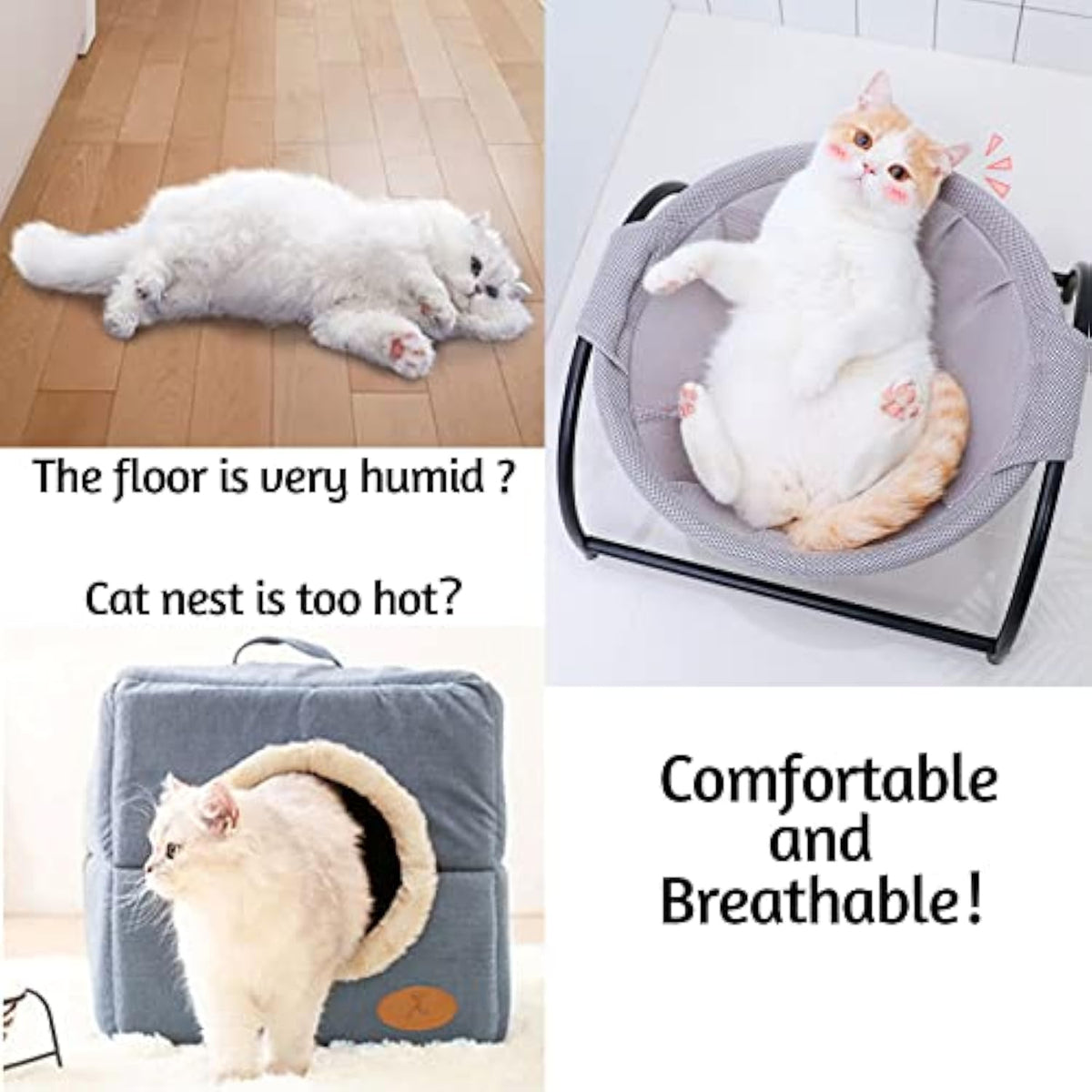 Breathable & Removable Cat Hammock Bed For Indoor Cats Washable & Comfortable Pet Hanging Nest For Cats