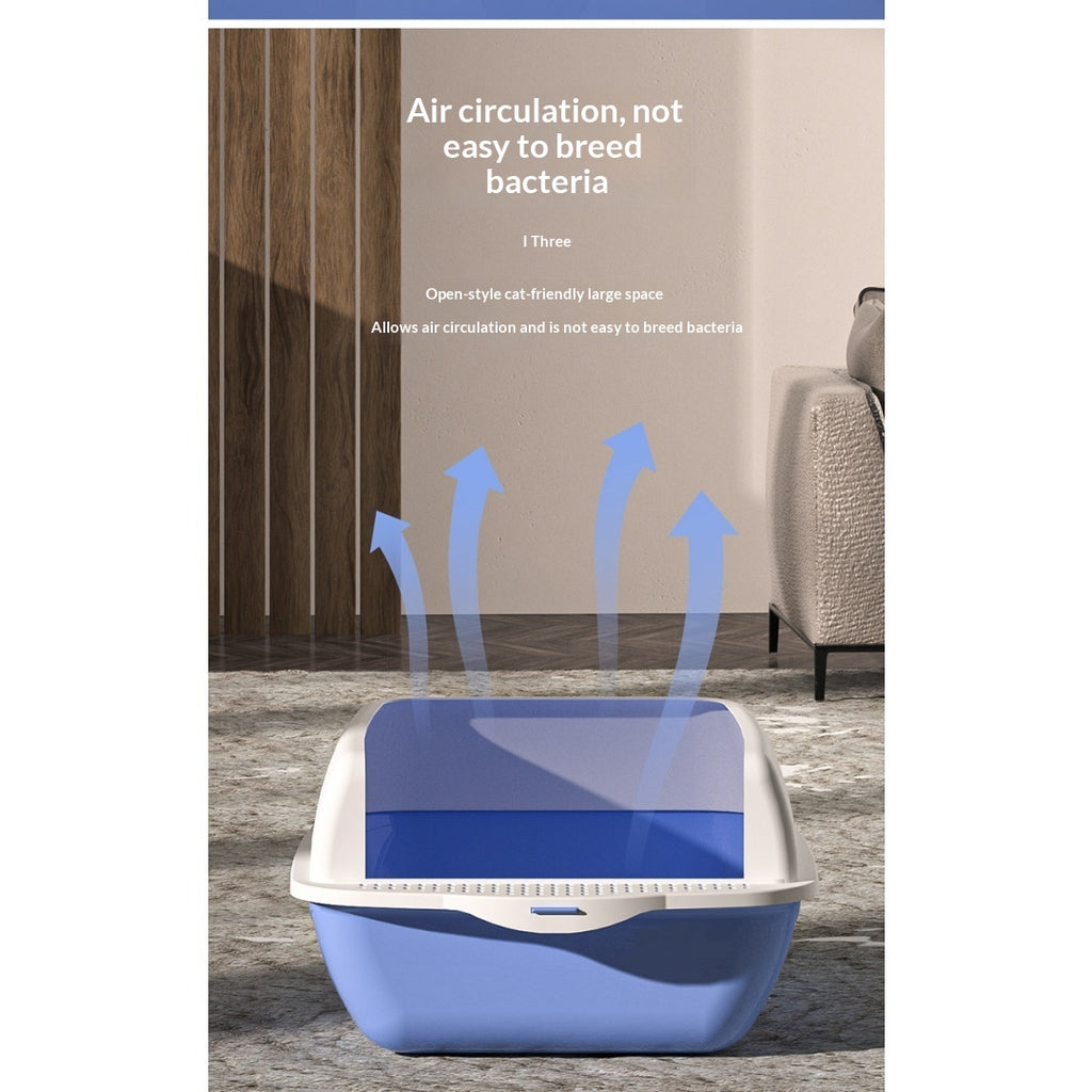 Extra-Large Semi-Enclosed Cat Litter Box With High Sides