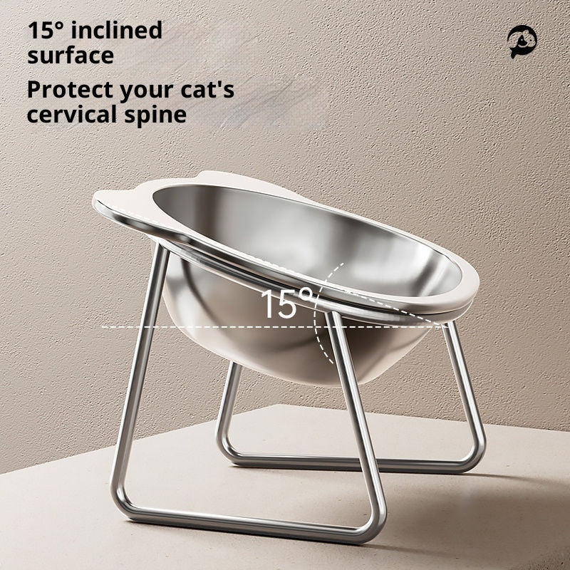 Stainless Steel Pet Height Increasing Neck Support Rack Cat Bowl
