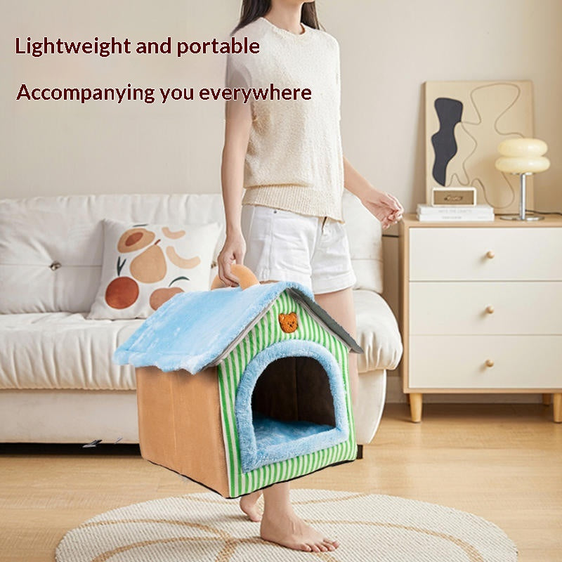 Thickened Detachable And Washable Semi Enclosed Cat Bed