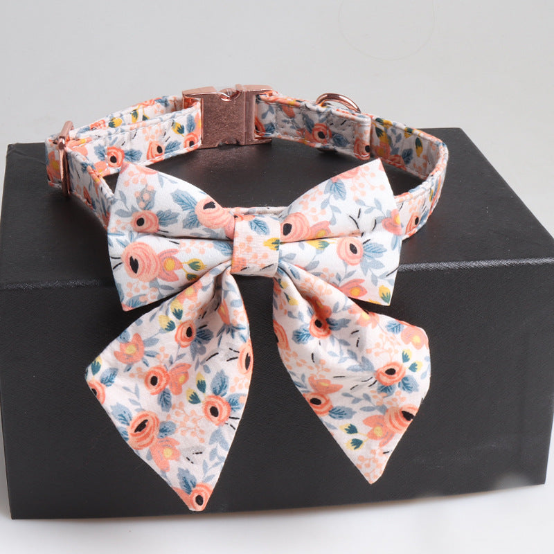 Fashion Pet Dog Print Bow Collar