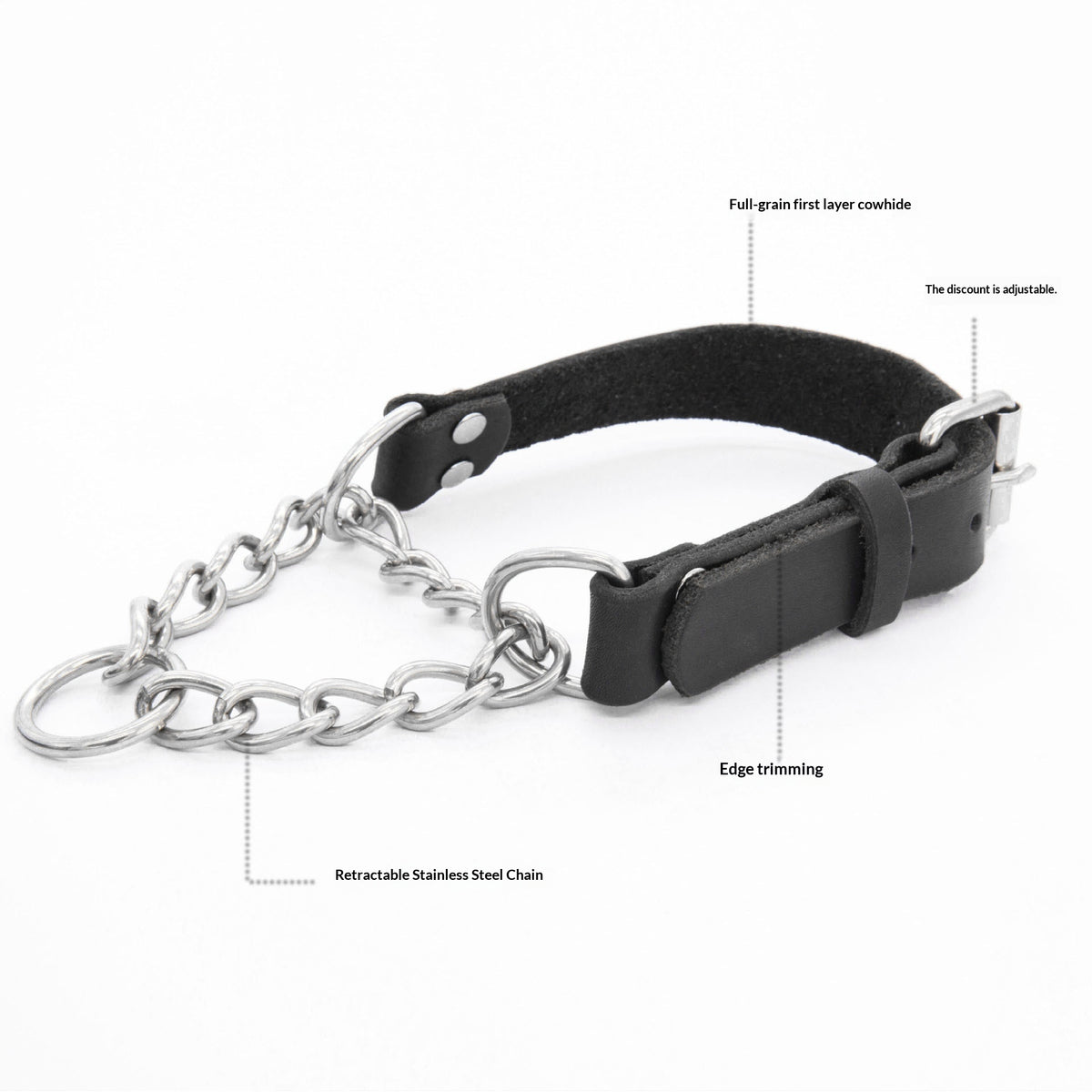 Stainless Steel Triangular Chain Half-P Leather Collar