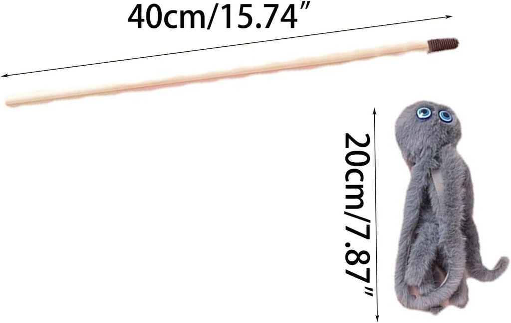 Lovely Toy For Indoor Kitten Cat Furry Octopus Toy With Eyes Long Stick Cat And Kitten Funny Toy