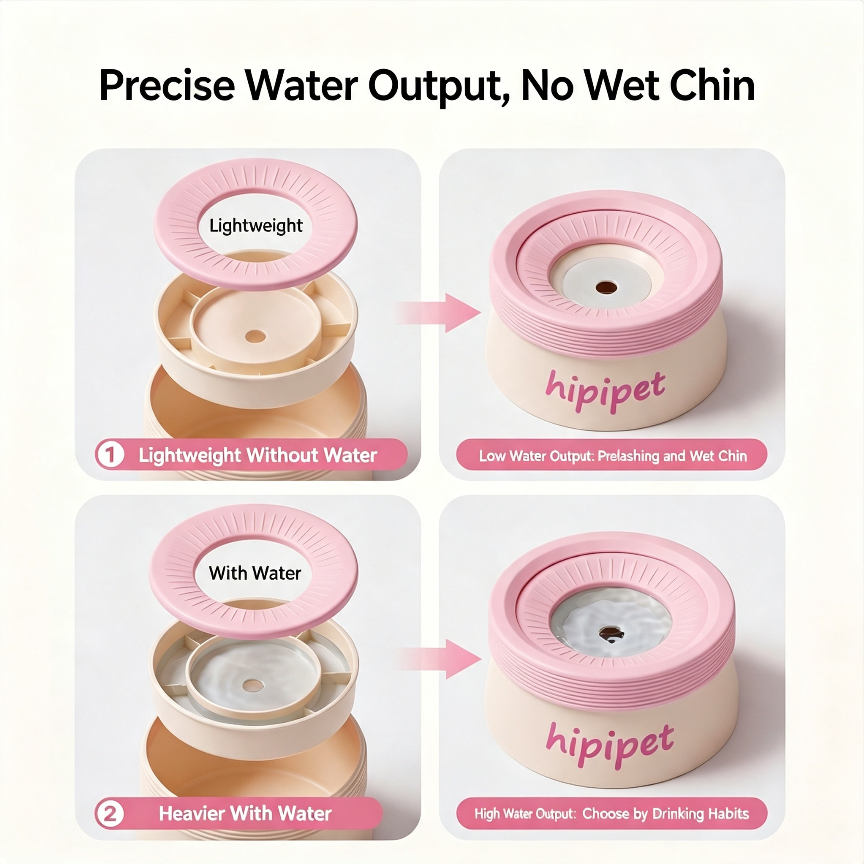 Dopamine Style Suspended Pet Water Bowl, Large Capacity No Wet Chin Cat Water Bowl, Anti Tip Pet Water Feeder For Cats Dogs, Prevent Beard Wetting Pet