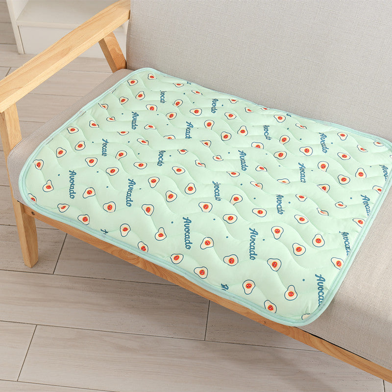 Self-Cooling Pet Mat For Dogs & Cats Foldable Summer Cooling Pad With Fruit Print Washable Dog Bed For Crate Floor Sofa & Car-Pink Cherry Style